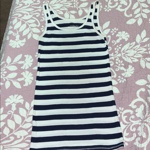 horizontal striped long tank top